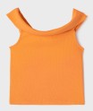 Tee-shirt sans manches à col bardot en maille côtelée fille